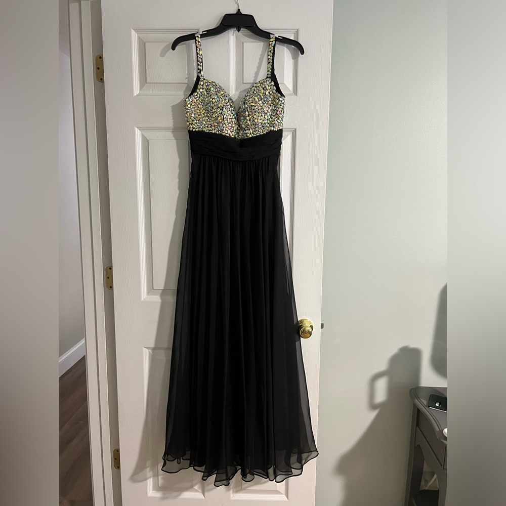 La Femme Prom Dress Back and silver size 2